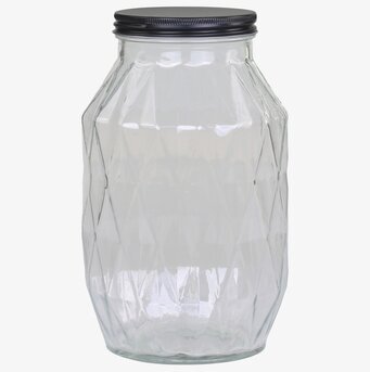 Bild av stilren glasburk med elegant diamantmönster