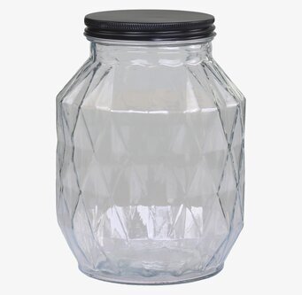 Bild av elegant glasburk med fasetterad design