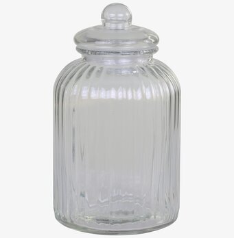 Bild av elegant glasburk med lock för stilren förvaring