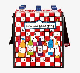 Bild av flaskväska med färgglatt mönster och design