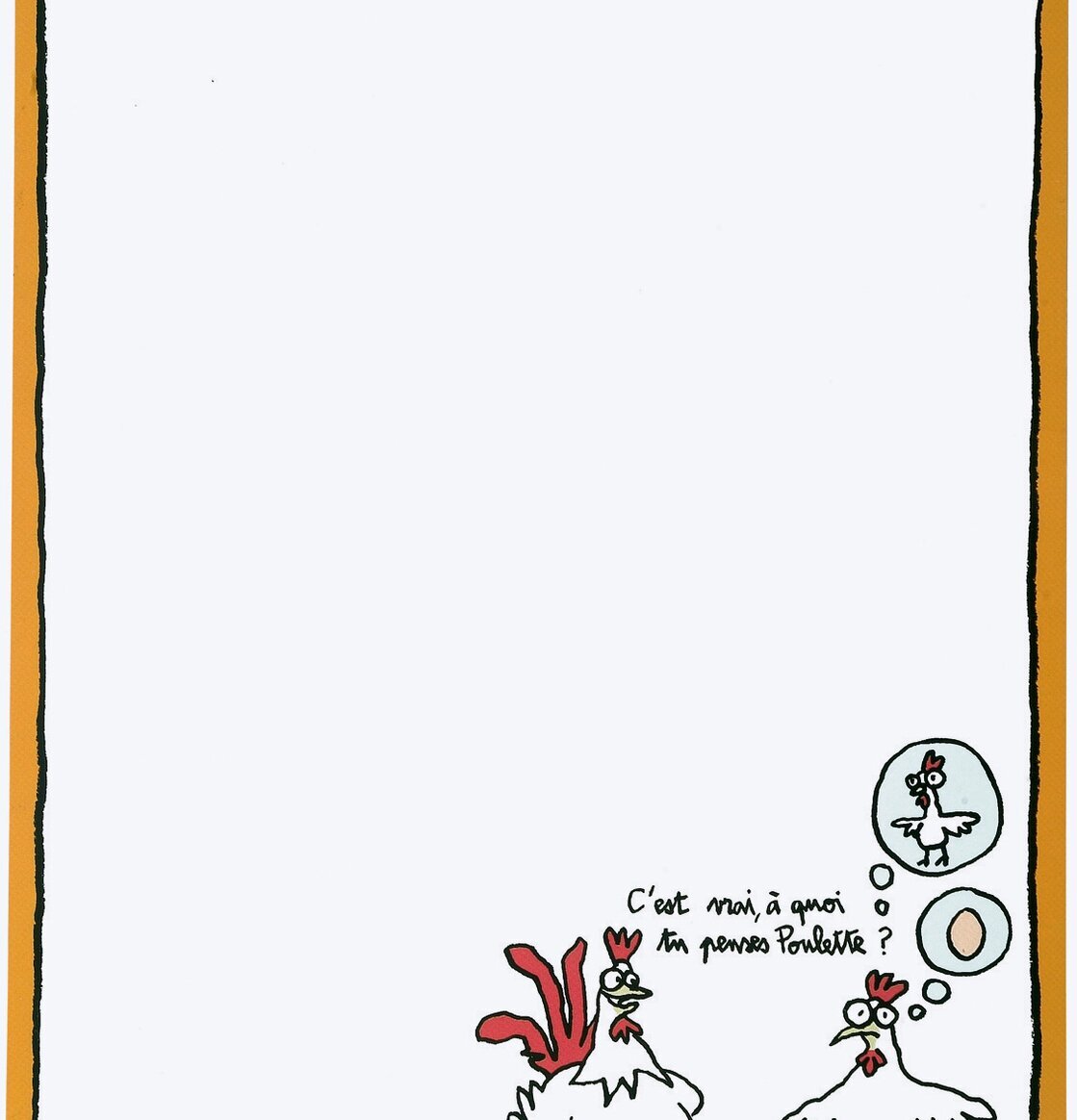 Bild av humoristisk magnettavla med stiliserade höns