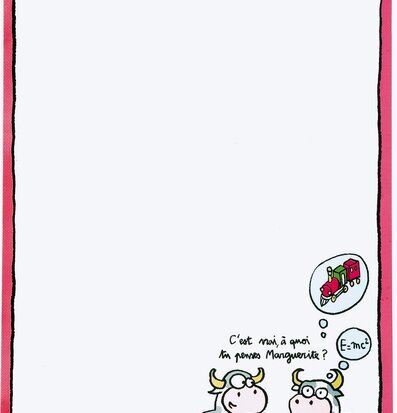 Bild av charmig rosa magnettavla med kossor och humor