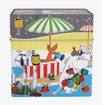 Bild av plåtburk med Mumintrollet och vännerna