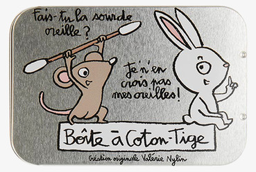 Plåtburk Bomullspinnar från Derriére la porte med illustration