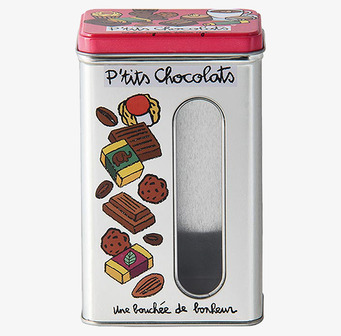 Plåtburk Choklad från Derriére la porte med färgglad design