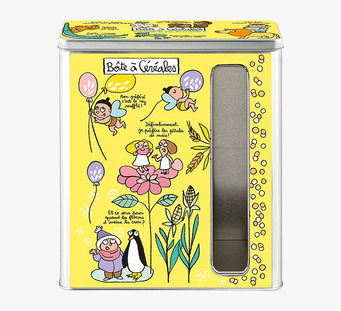 Plåtburk Flingor från Derriére la porte med färgglad design