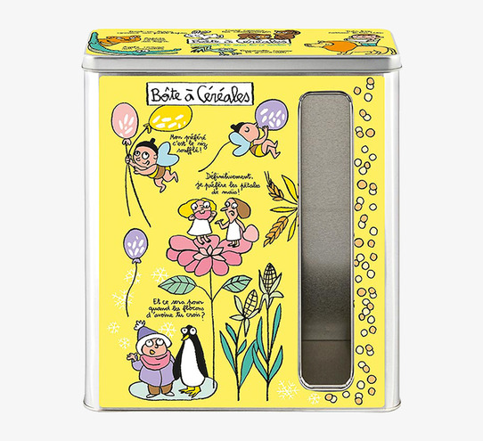 Plåtburk Flingor från Derriére la porte med färgglad design