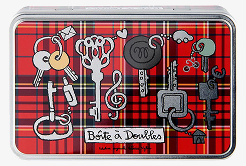 Plåtburk Nycklar från Derriére la porte med färgglatt mönster