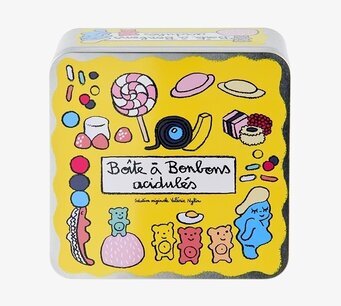 Plåtburk Godis från Derriére la porte, färgglad och lekfull