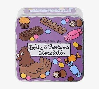 Plåtburk Choklad från Derriére la porte med lekfull design