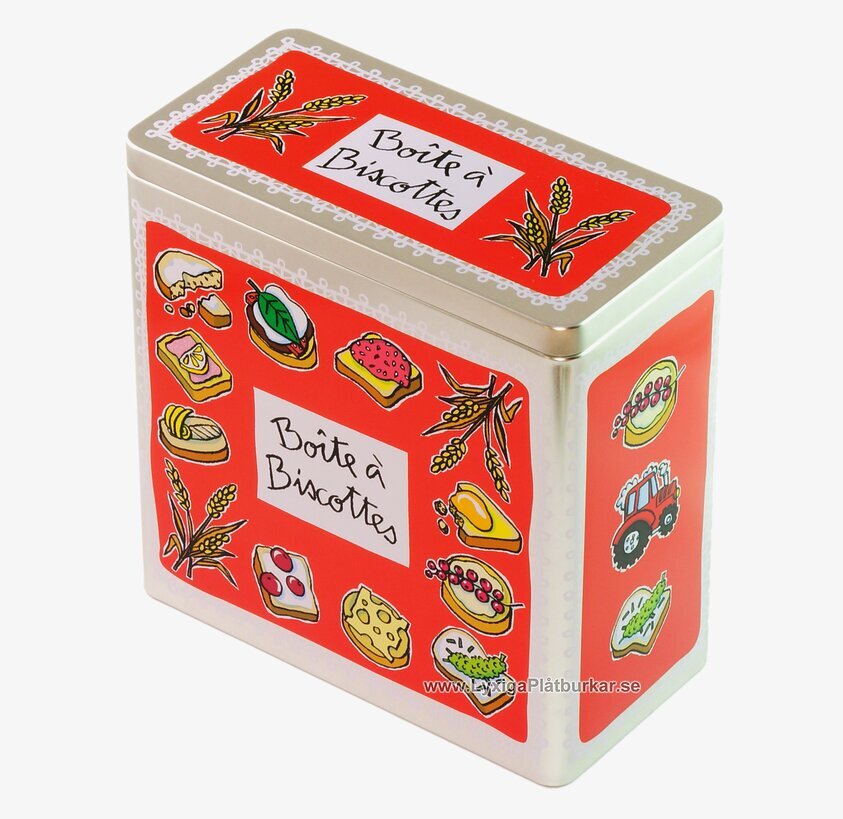 Plåtburk Skorpor röd från Derriére la porte, lantlig design