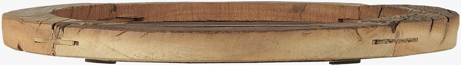 Bild av rund träbricka med naturlig och unik design