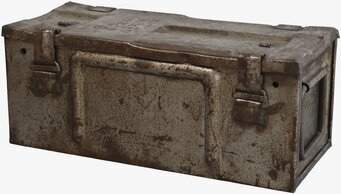 Bild av antik grå ammunitionslåda med vintagekänsla