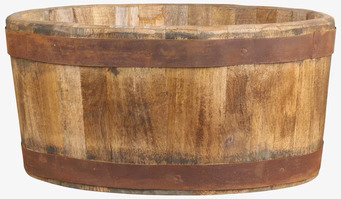 Bild av rustikt kärl med trä och metall detaljer