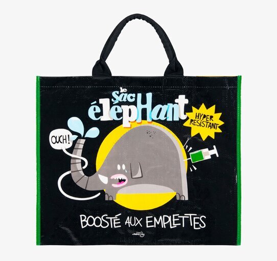 Bild av färgglad shoppingkasse med elefantmotiv