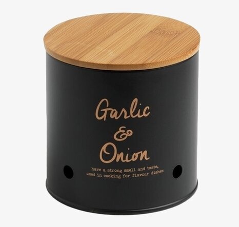 Plåtburk Lök & Vitlök från BOXinBAG i svart och bambu