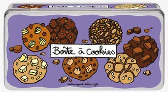 Plåtburk Kakor lila från Derriére la porte med kakmotiv