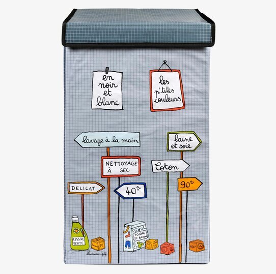 Bild av stilfull tvättkorg med lekfull design och funktion