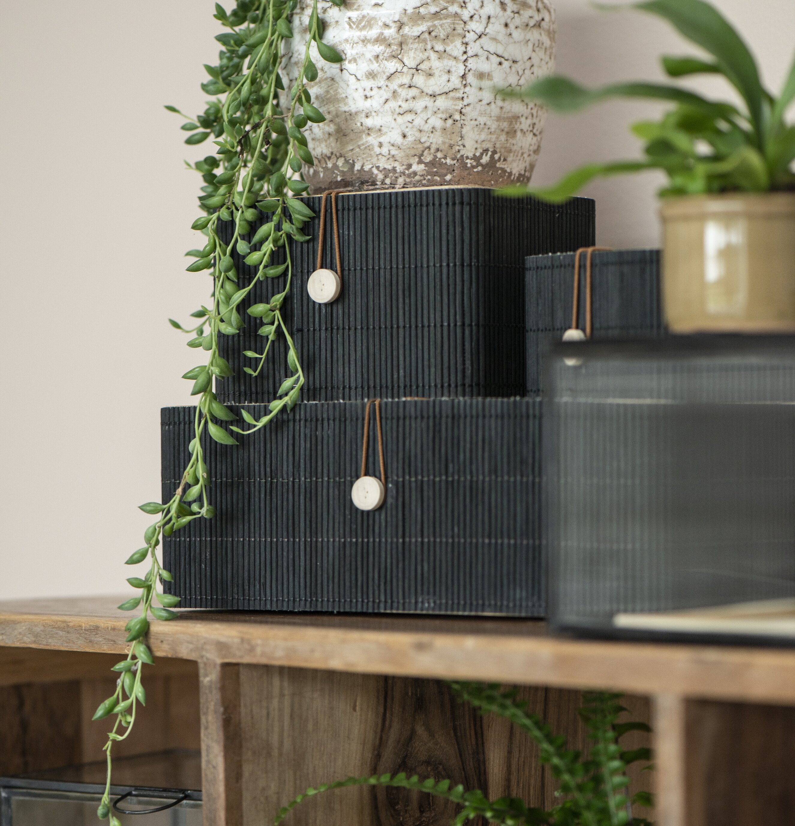 Förvaringslåda Bambu Set/2 Svart från IB Laursen