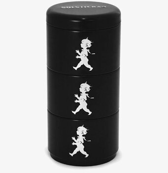 Förvaringsburk Tredelad Svart från Solstickan med logotyp