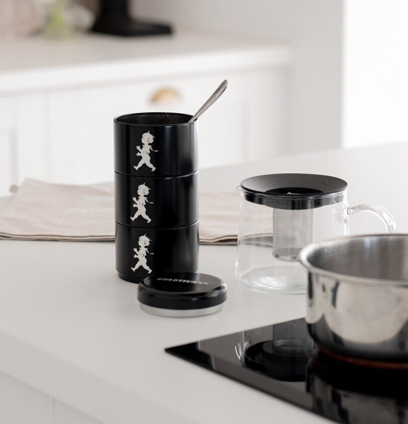 Förvaringsburk Tredelad Svart från Solstickan i köksmiljö