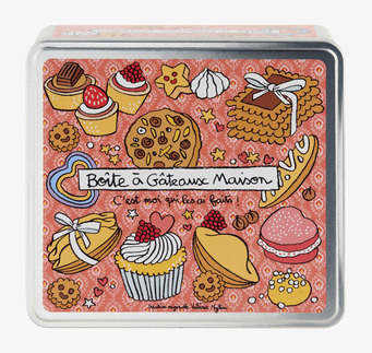 Plåtburk Kakor från Derriére la porte med färgglada bakverk