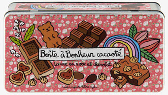 Plåtburk Choklad Rosa från Derriére la porte med illustrationer