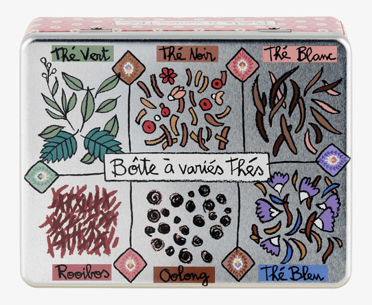 Plåtburk Te från Derriére la porte med olika te-sorter