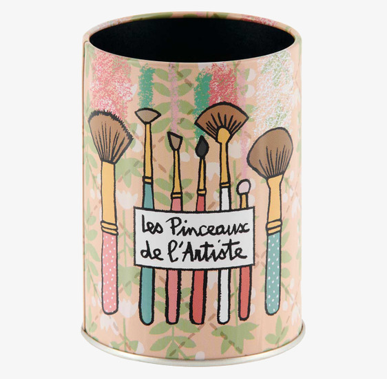 Plåtburk Sminkborstar från Derriére la porte, färgglad