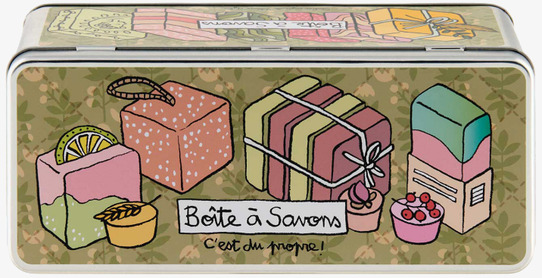 Plåtburk Tvålar från Derriére la porte med lekfull design