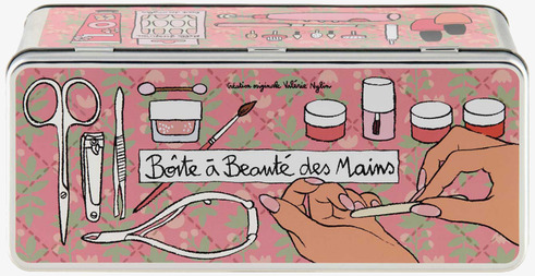 Plåtburk Manikyr från Derriére la porte med färgglad design