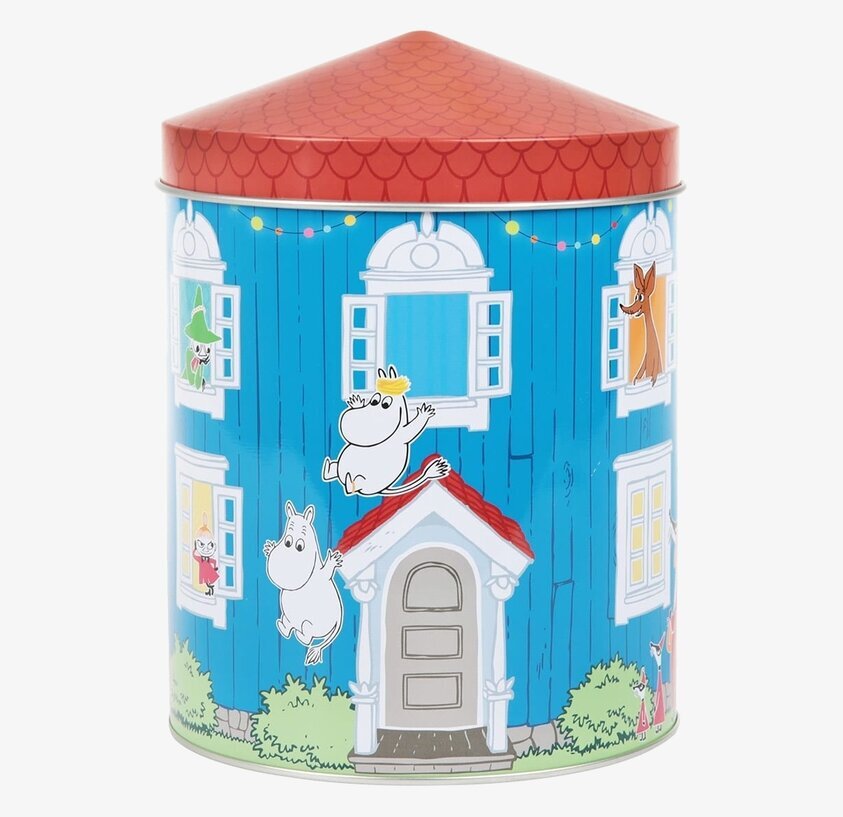 Plåtburk Muminhuset från Moomin by Martinex i detalj
