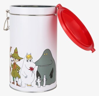 Plåtburk Kaffe Mumin från Moomin by Martinex på köksbänk