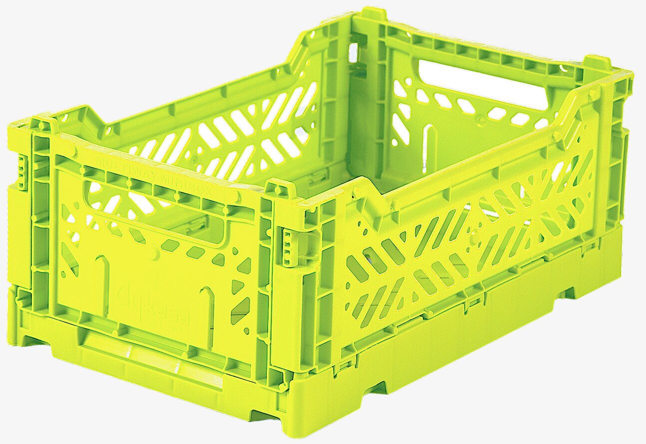 Bild av syrlig gul förvaringsback med modern design