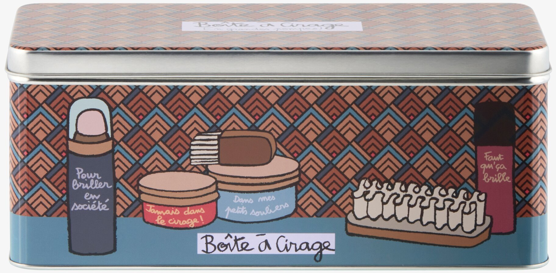 Plåtburk Skokräm från Derrière la porte med vintage-mönster