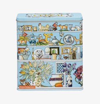 Plåtburk Skafferi Flingor från Bromma Kortförlag i kök