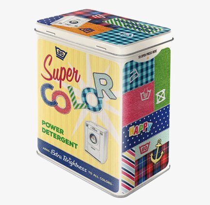 Plåtburk Tvättmedel #2 från Bromma Kortförlag, färgglad