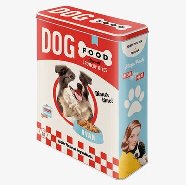 Plåtburk Dog Food #2 från Bromma Kortförlag med bordercollie