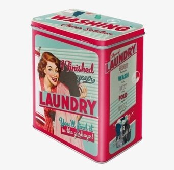 Plåtburk Tvättmedel #1 från Bromma Kortförlag, retro design