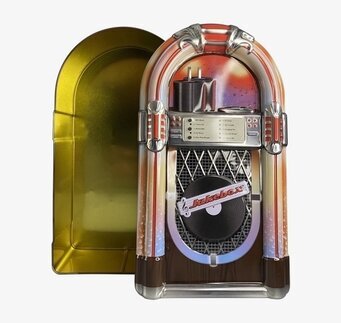 Plåtburk Jukebox från Bromma Kortförlag i retrodesign