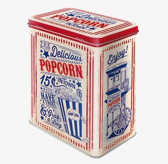 Plåtburk Popcorn från Bromma Kortförlag med retrodesign