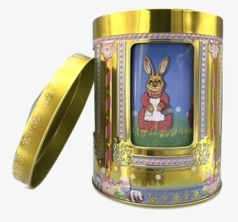 Plåtburk Speldosa Påsk från Bromma Kortförlag med kanin