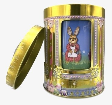 Plåtburk Speldosa Påsk från Bromma Kortförlag med kanin