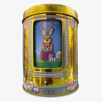 Plåtburk Speldosa Påsk från Bromma Kortförlag med påskhare