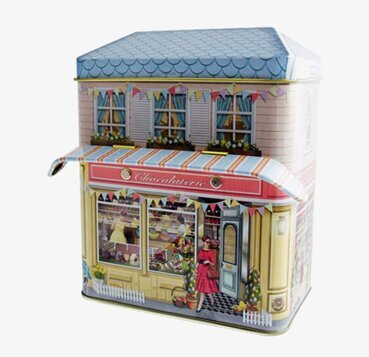 Plåtburk Markishus Chocolaterie från Bromma Kortförlag