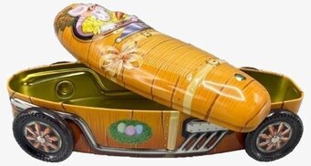 Plåtburk Rabbit Racer Girl från Bromma Kortförlag