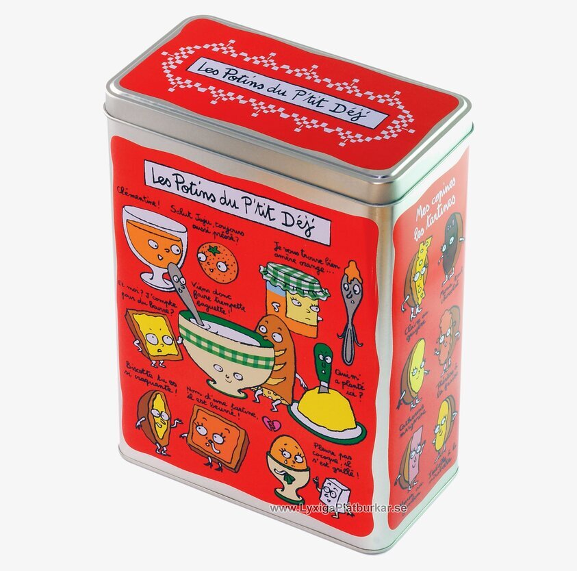 Plåtburk Frukost röd från Derriére la porte med frukostmotiv