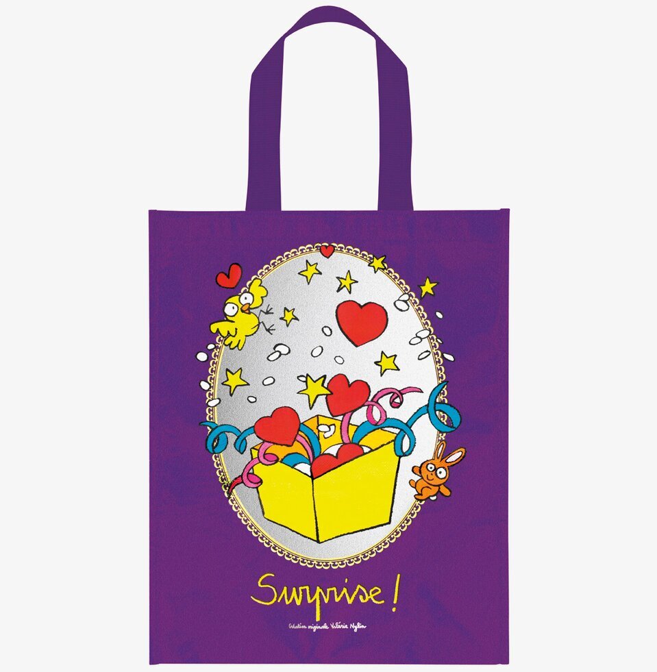 Bild av färgglad presentpåse med festligt motiv