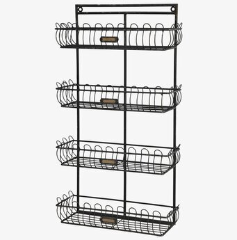 Bild av stilren och funktionell antiksvart vägghylla