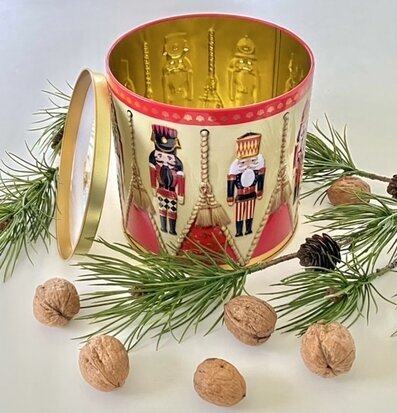 Plåtburk Nutcracker Drum från Bromma Kortförlag med julmotiv
